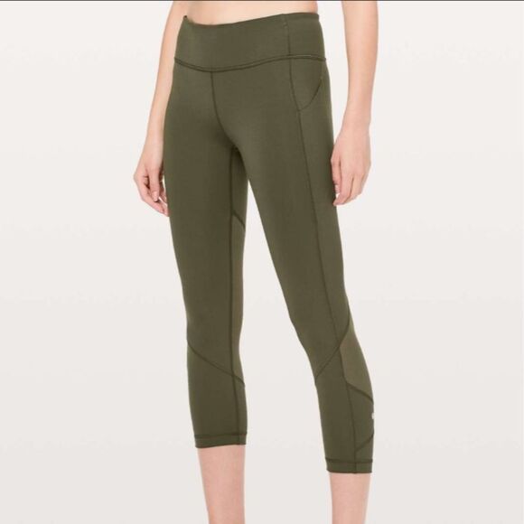 Lululemon Pace Rival Crop *Full-On Luxtreme 22" Dark Olive Size 6 - Picture 1 of 8